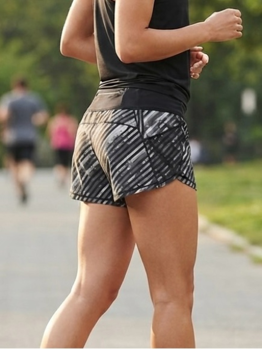 Women's Black Patterned Running Shorts